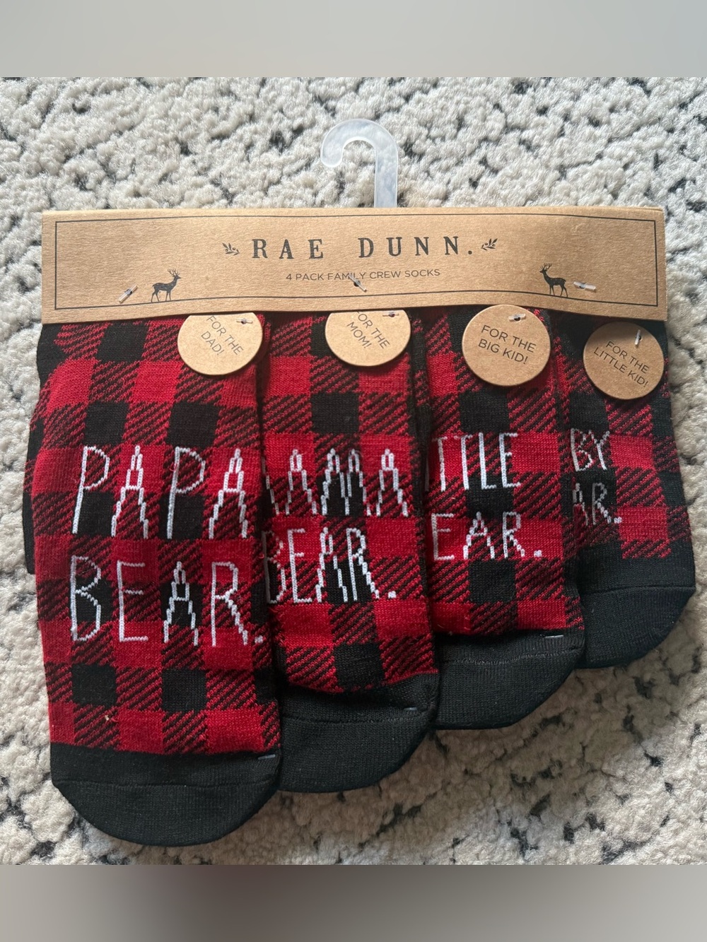 Rae Dunn Red & Black Buffalo Plaid Family Crew Socks